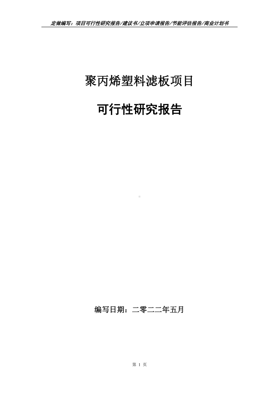 聚丙烯塑料滤板项目可行性报告（写作模板）.doc_第1页