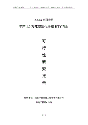 年产1.0万吨差别化纤维DTY项目可行性研究报告写作模板-立项备案.doc