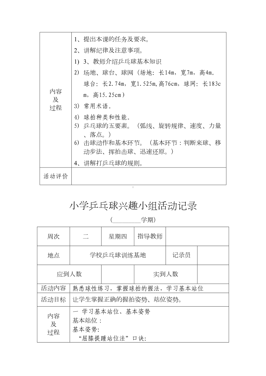 小学乒乓球兴趣小组活动记录表(DOC 19页).doc_第2页