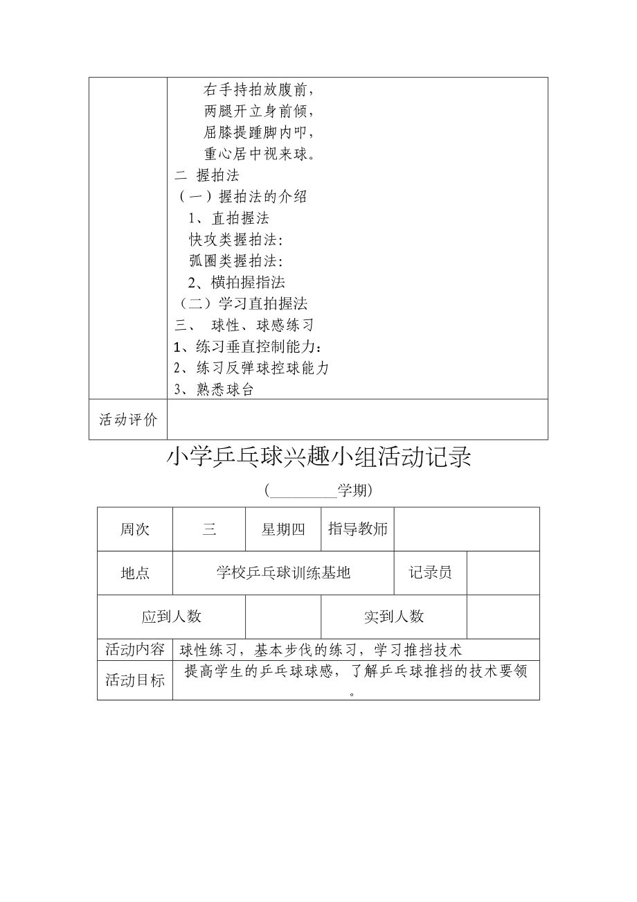 小学乒乓球兴趣小组活动记录表(DOC 19页).doc_第3页