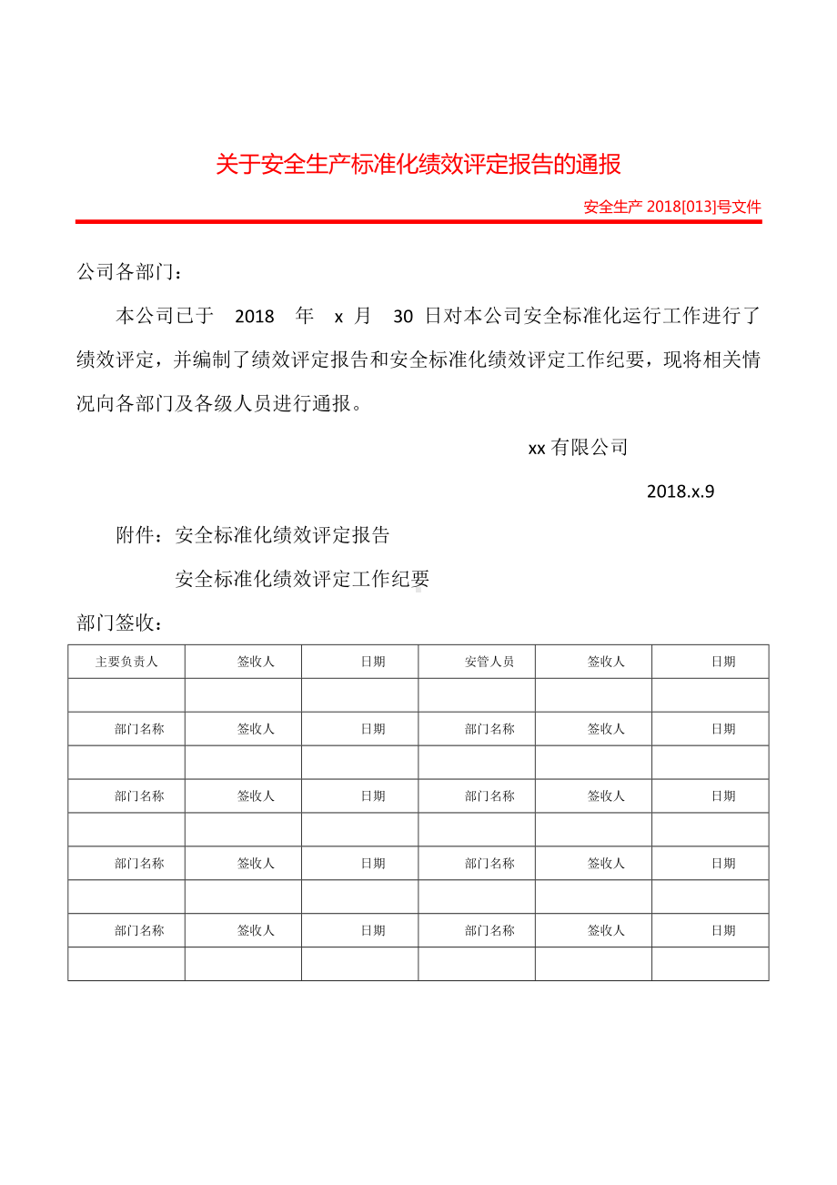 安全标准化绩效评定报告通报参考模板范本.doc_第1页