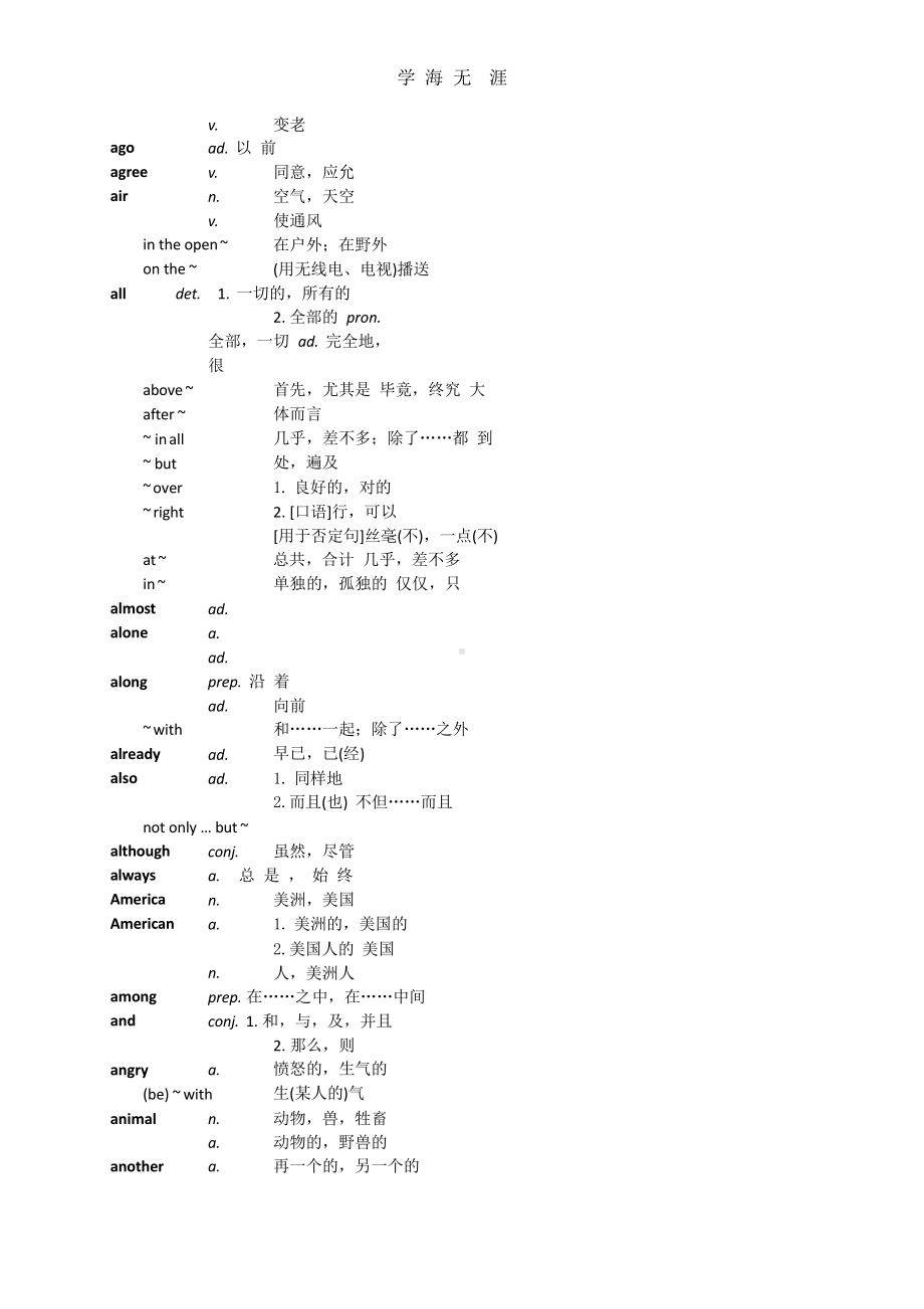 高职高专教育英语课程教学基本要求(试行)A级附表四(词汇表)(2020年整理)课件.pptx_第3页