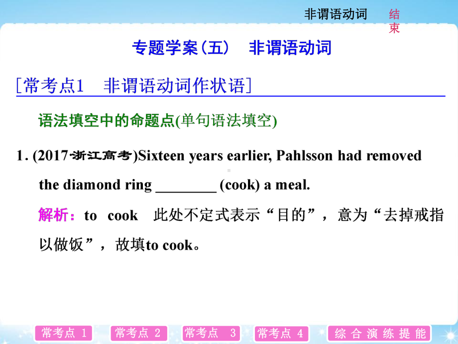 高考英语二轮辅导：-专题一-语法主导下的语法填空与短文改错-专题学案(五)-非谓语动词-课件1.ppt_第1页