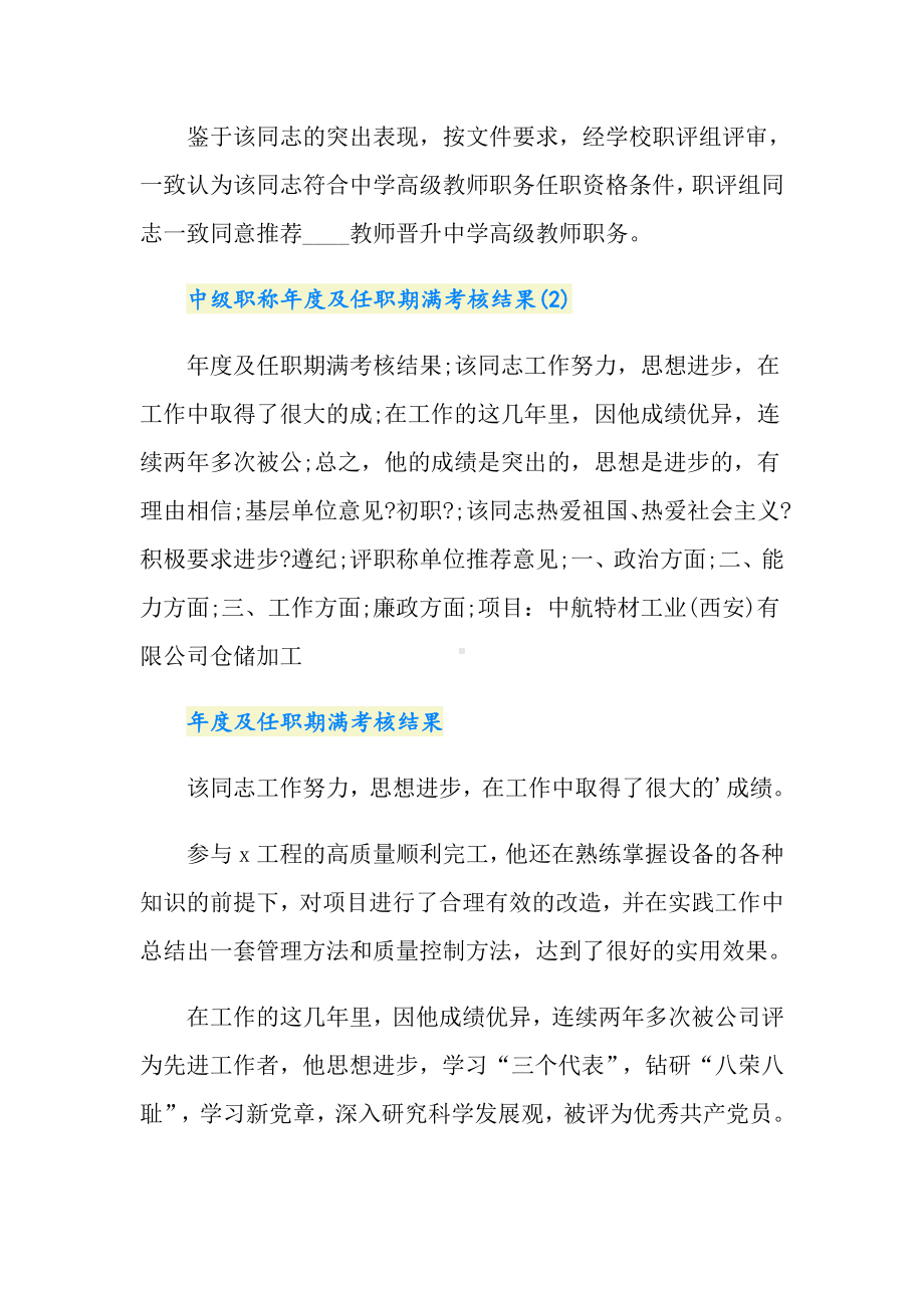 中级职称年度及任职期满考核结果.doc_第2页