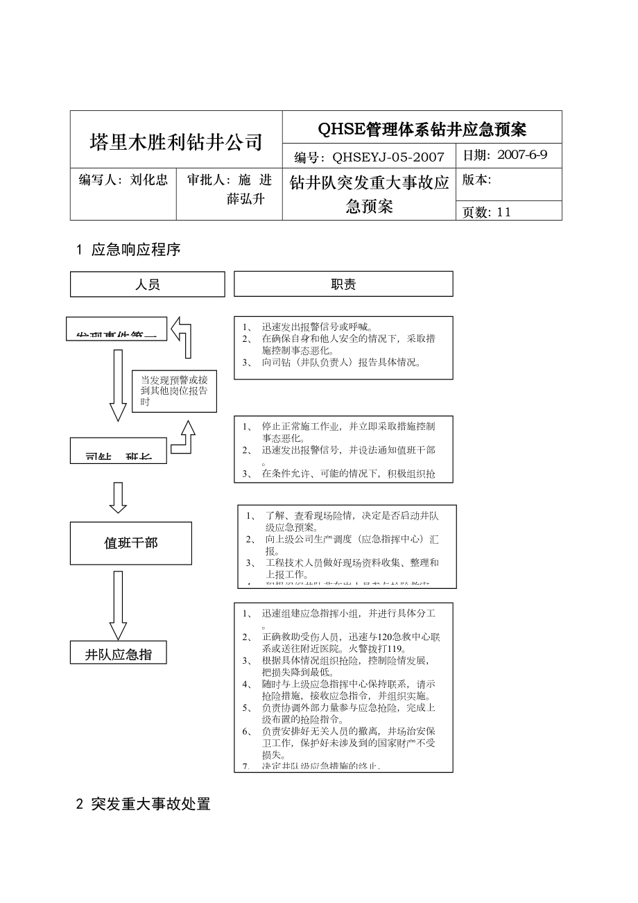 塔里木钻井队应急预案方案实施(标准)(DOC 9页).doc_第2页