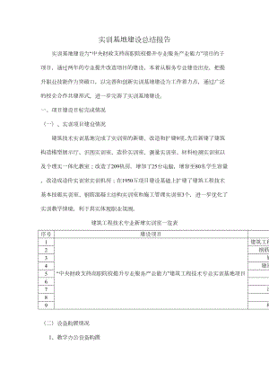 实训基地建设总结报告实训基地建设为中央财政支持高职院校提升(DOC 13页).doc