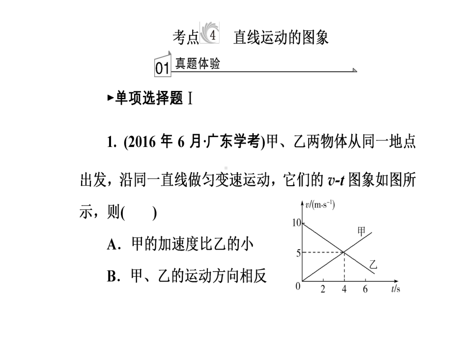 高中物理学业水平复习专题一考点4直线运动的图象课件.ppt_第2页