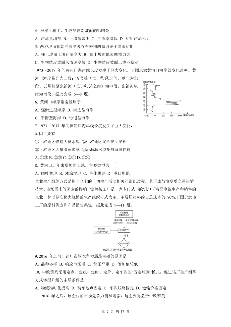 2023年普通高等学校招生全国统一考试文科综合能力测试模拟试卷（Word版含答案）.docx_第2页