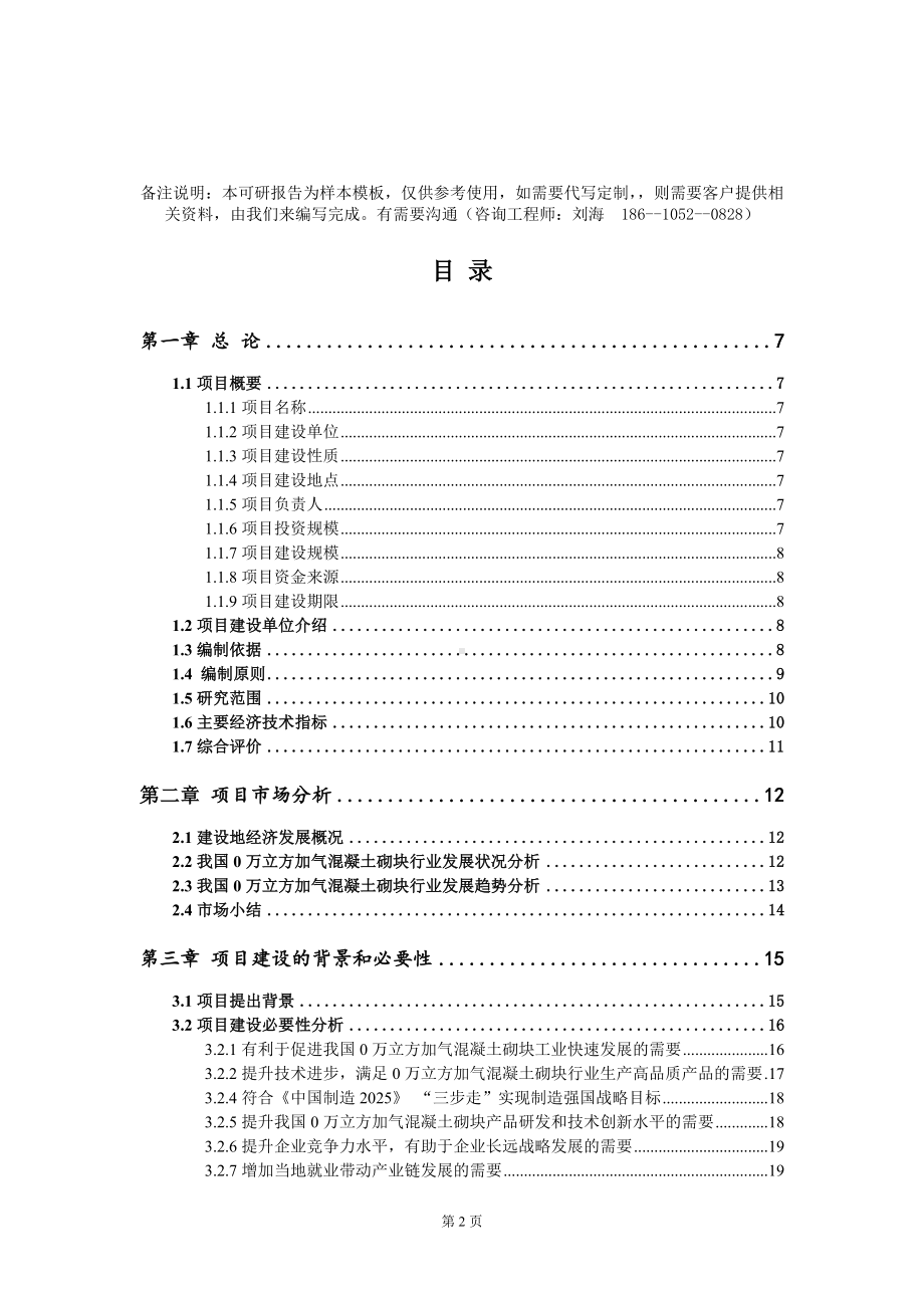 0万立方加气混凝土砌块项目可行性研究报告模板-定制代写.doc_第2页