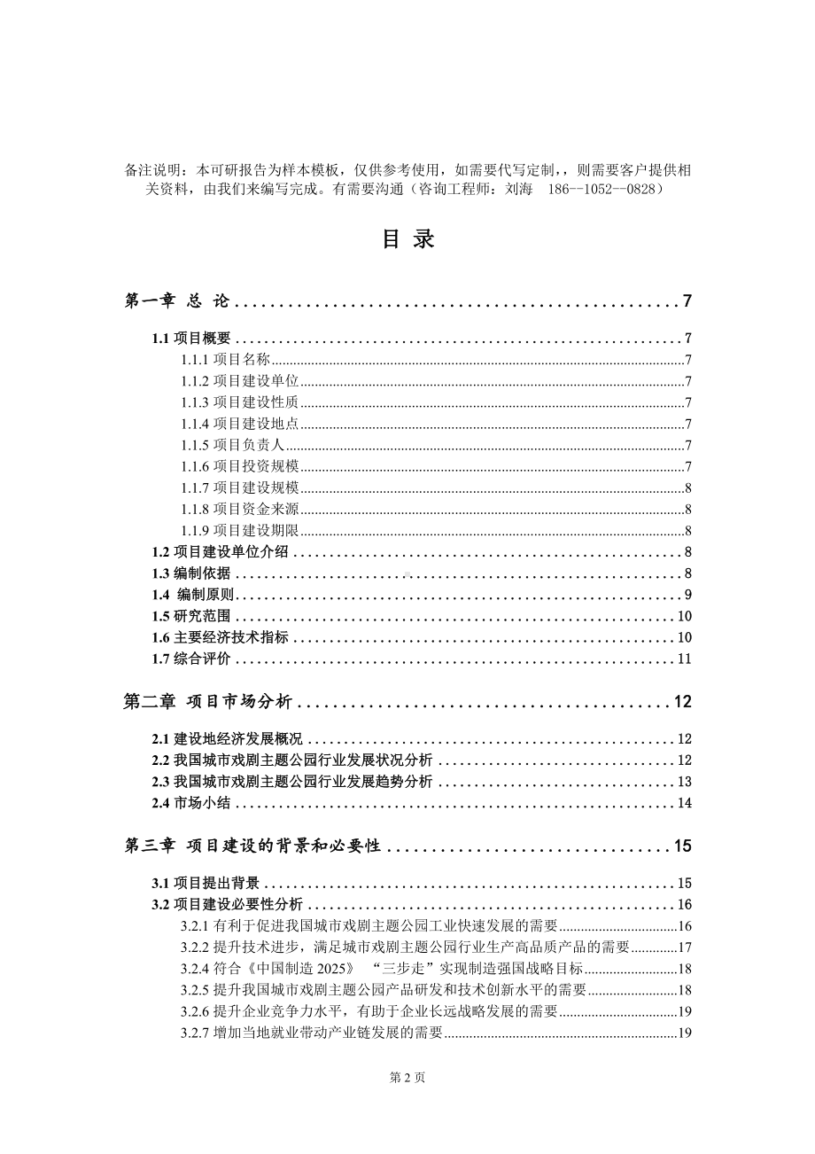 城市戏剧主题公园项目可行性研究报告模板-定制代写.doc_第2页