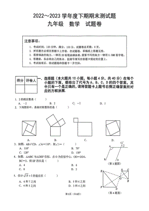 重庆市大足区2022-2023学年九年级下学期期末质量监测数学试题 - 副本.pdf