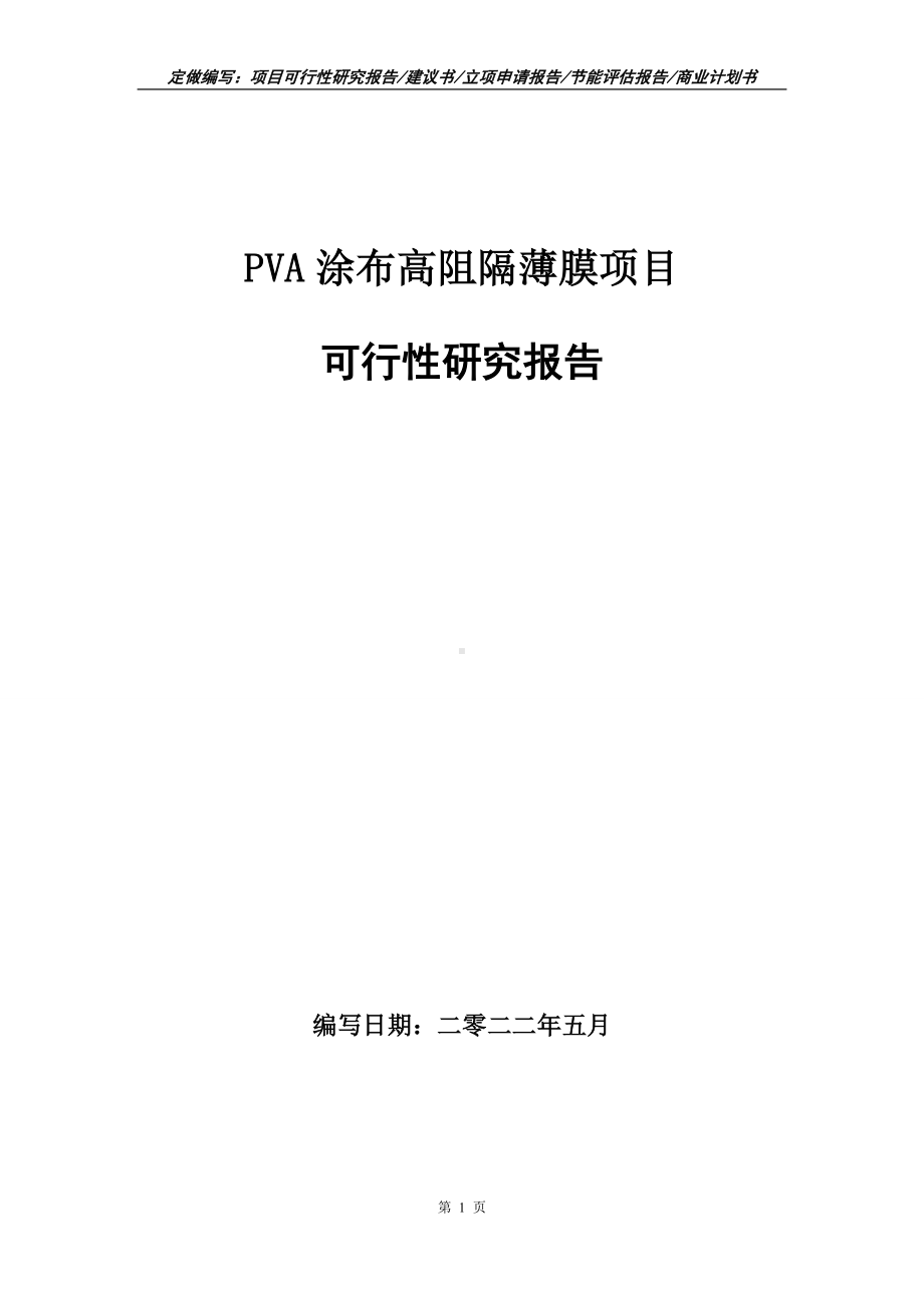 PVA涂布高阻隔薄膜项目可行性报告（写作模板）.doc_第1页