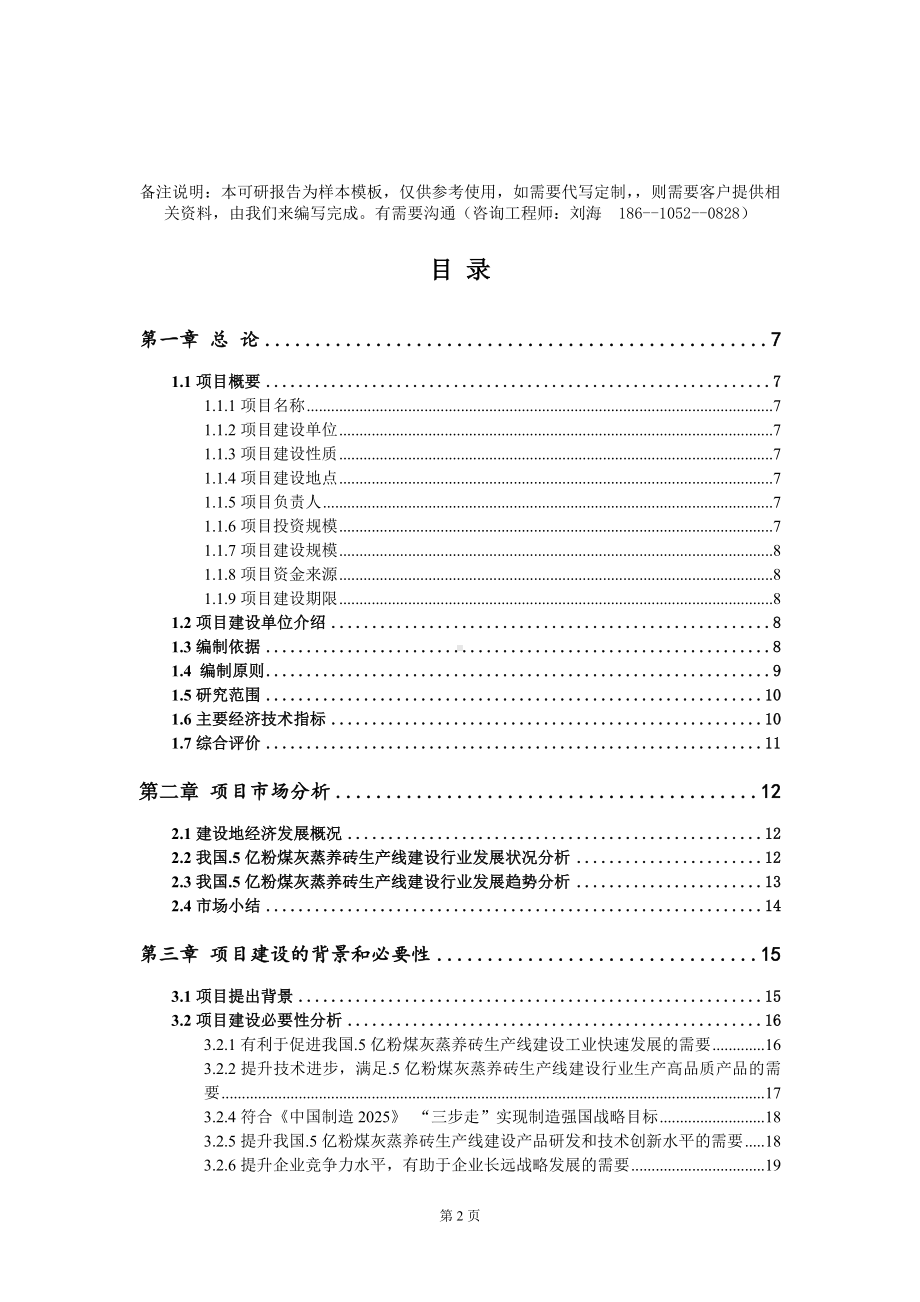 .5亿粉煤灰蒸养砖生产线建设项目可行性研究报告模板-定制代写_第2页