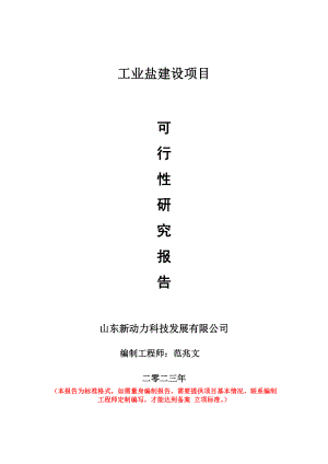 重点项目工业盐建设项目可行性研究报告申请立项备案可修改案例.doc