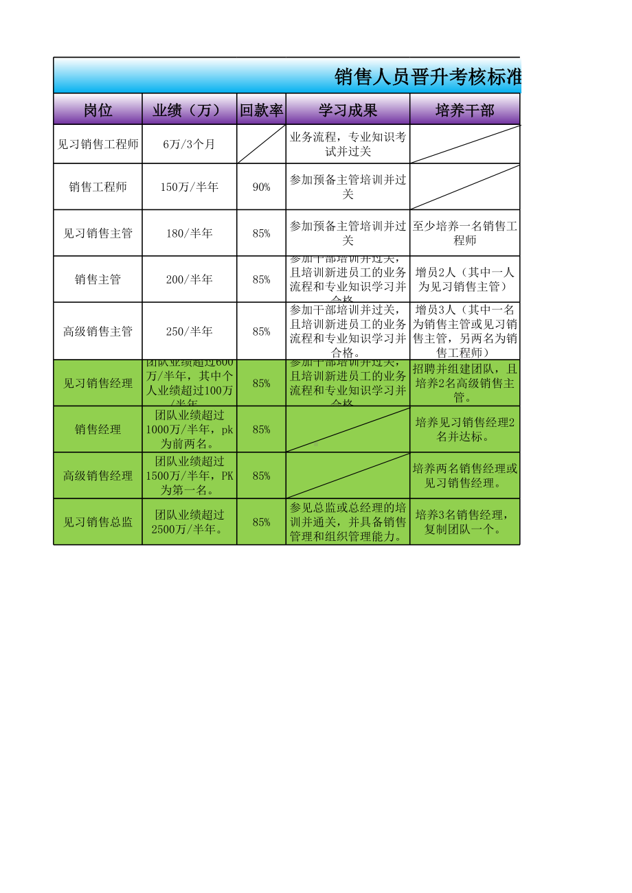 （员工晋升）实践案例：销售人员晋升考核标准.xls_第1页