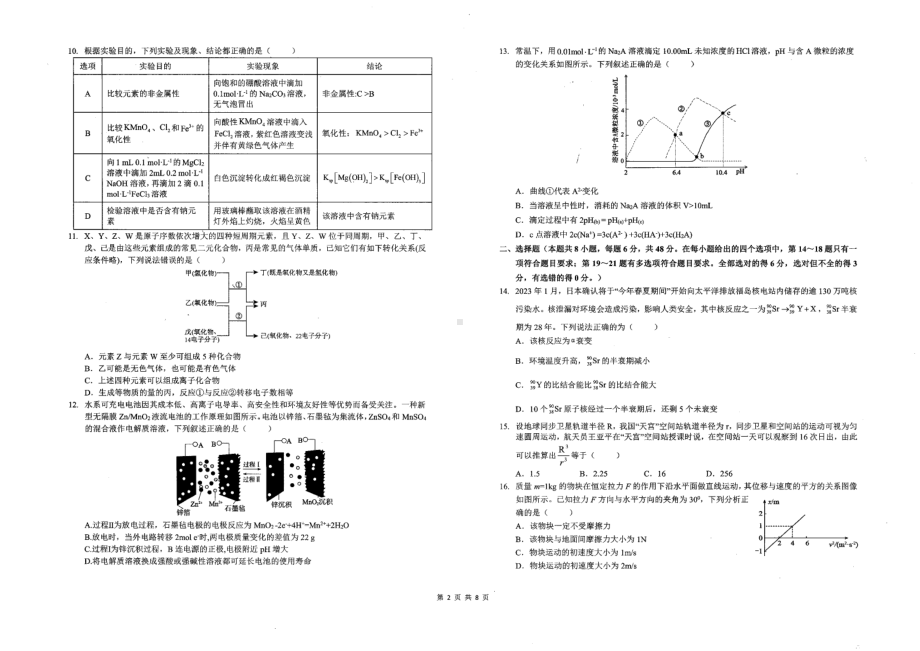 江西省重点盟校2023届高三第二次联考理科综合试卷+答案.pdf_第2页