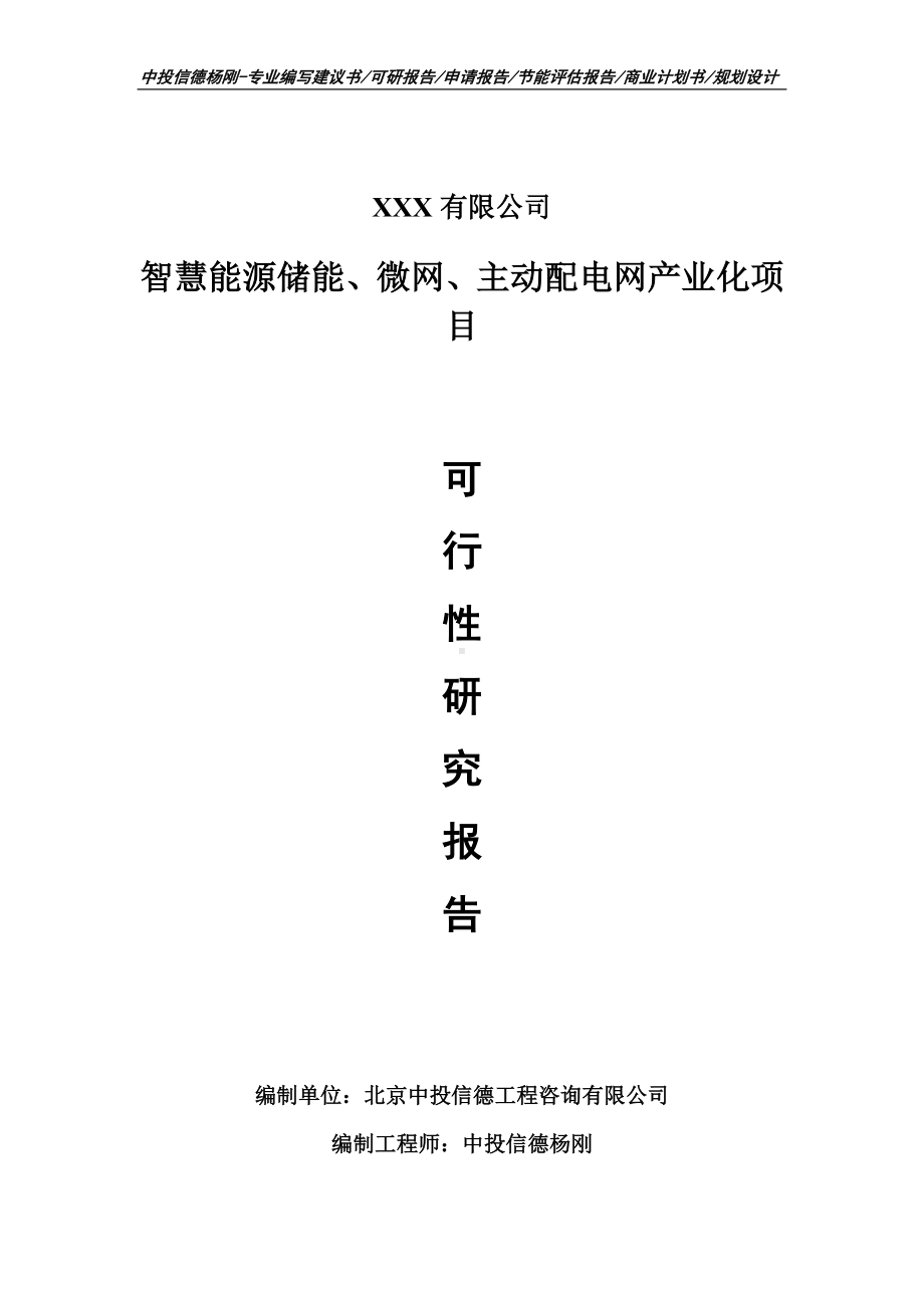 智慧能源储能、微网、主动配电网产业化可行性研究报告.doc_第1页