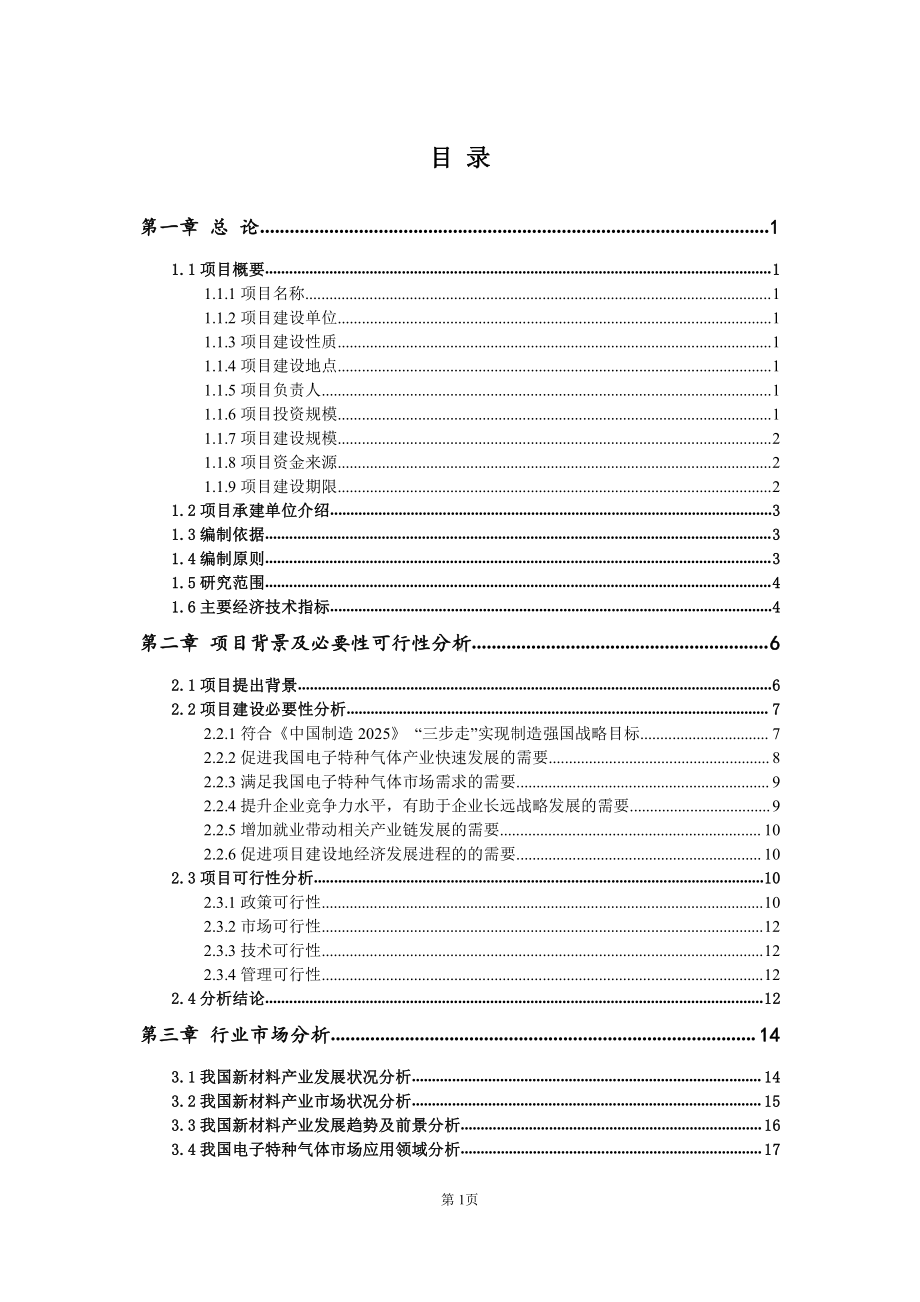 重点项目电子特种气体建设项目可行性研究报告申请立项备案可修改案例.doc_第2页