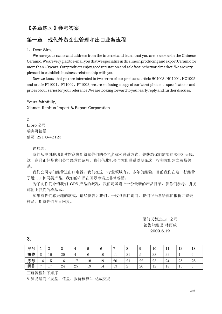 国际贸易操作实训（各章练习）参考答案.docx_第1页