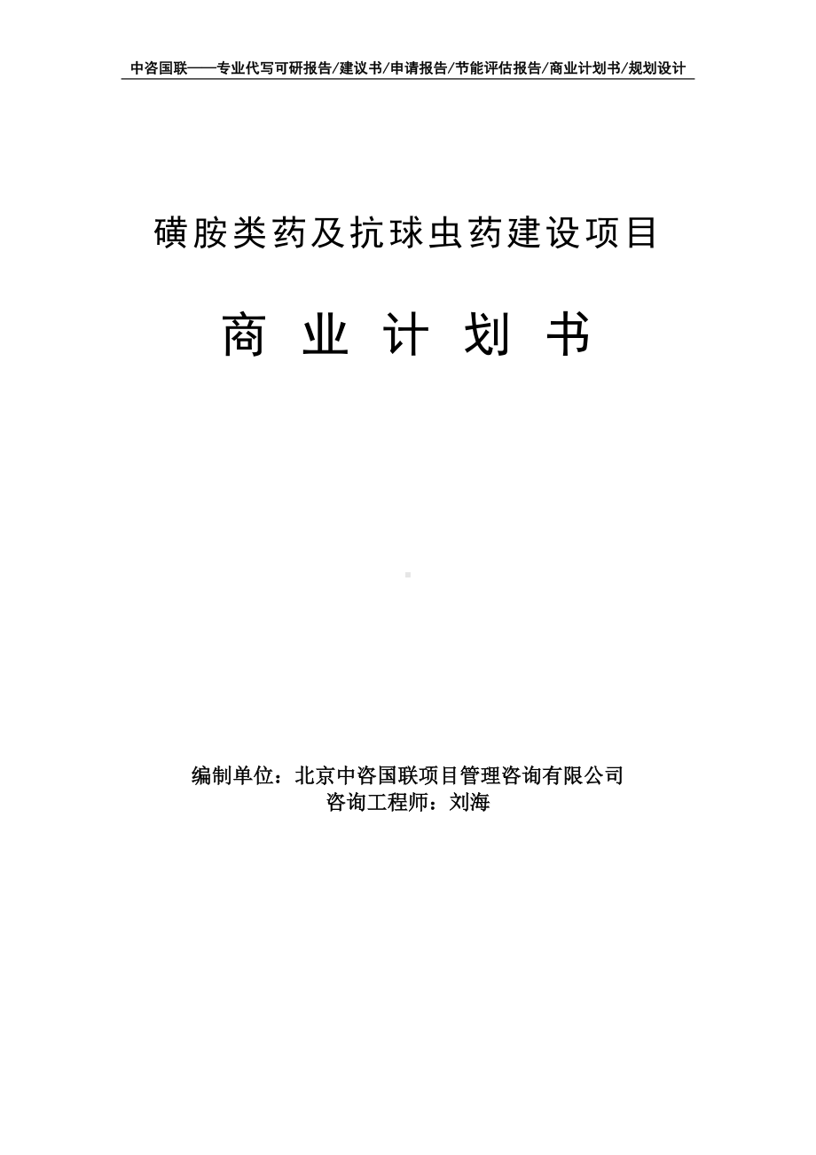 磺胺类药及抗球虫药建设项目商业计划书写作模板-融资招商.doc_第1页