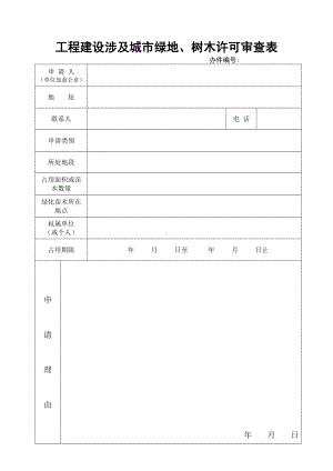 工程建设涉及城市绿地、树木许可审查表参考模板范本.doc