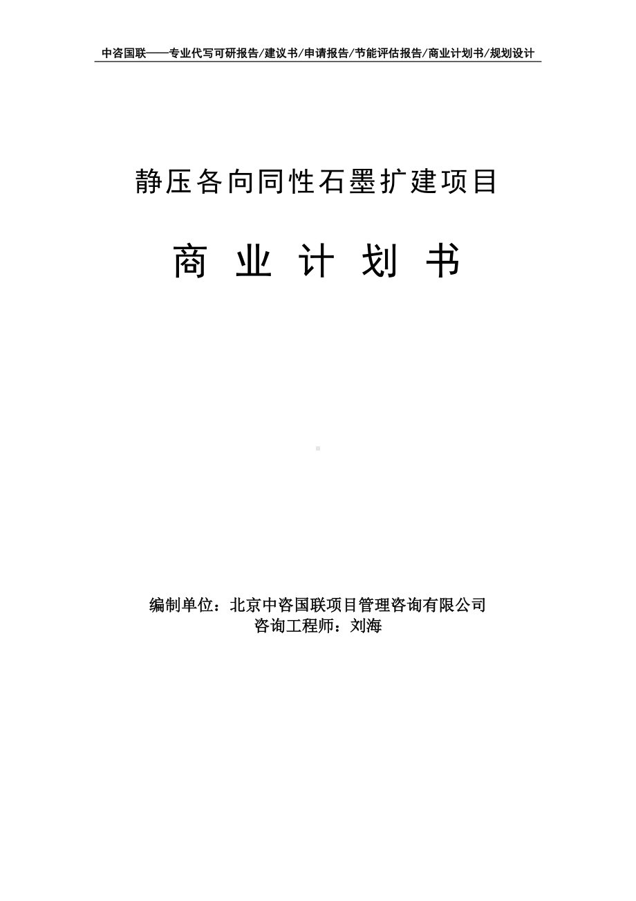 静压各向同性石墨扩建项目商业计划书写作模板-融资招商.doc_第1页