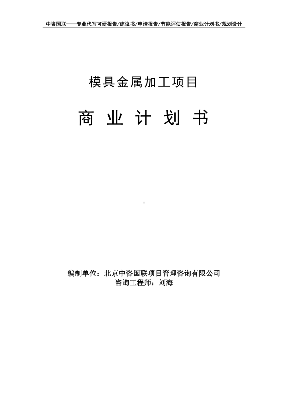 模具金属加工项目商业计划书写作模板-融资招商.doc_第1页