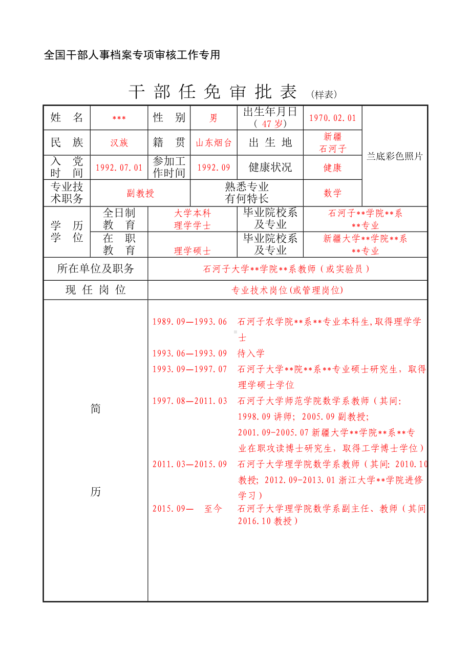 干部任免审批表（样表）参考模板范本.doc_第1页