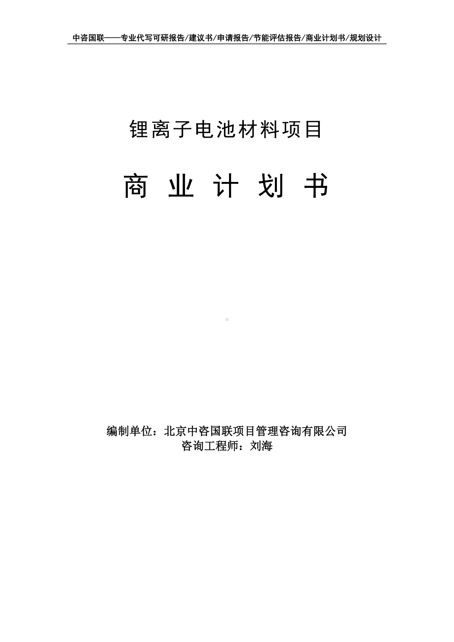 锂离子电池材料项目商业计划书写作模板-融资招商.doc_第1页