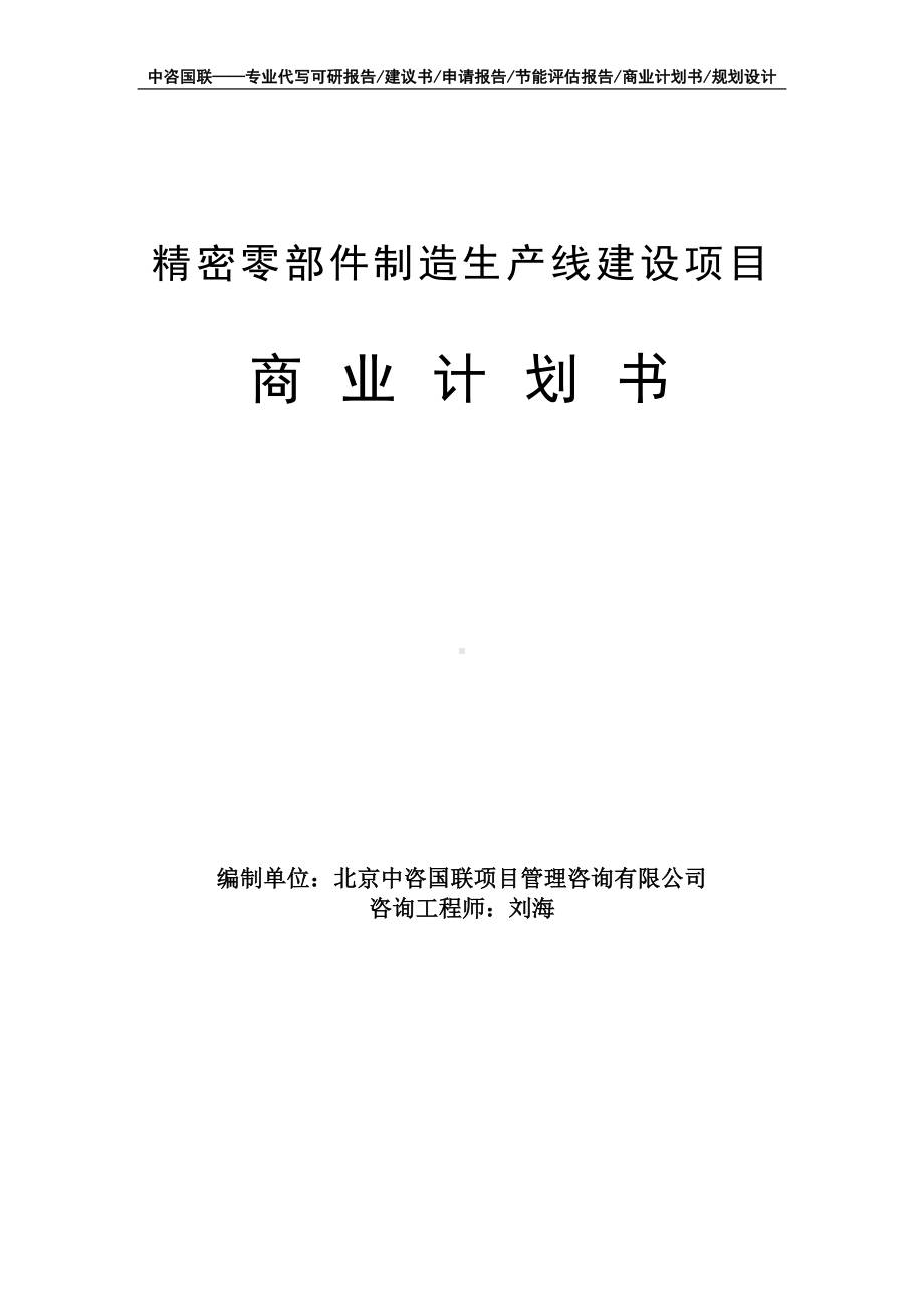 精密零部件制造生产线建设项目商业计划书写作模板-融资招商.doc_第1页