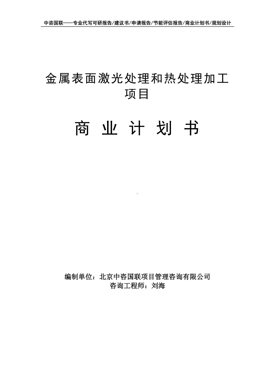 金属表面激光处理和热处理加工项目商业计划书写作模板-融资招商.doc_第1页