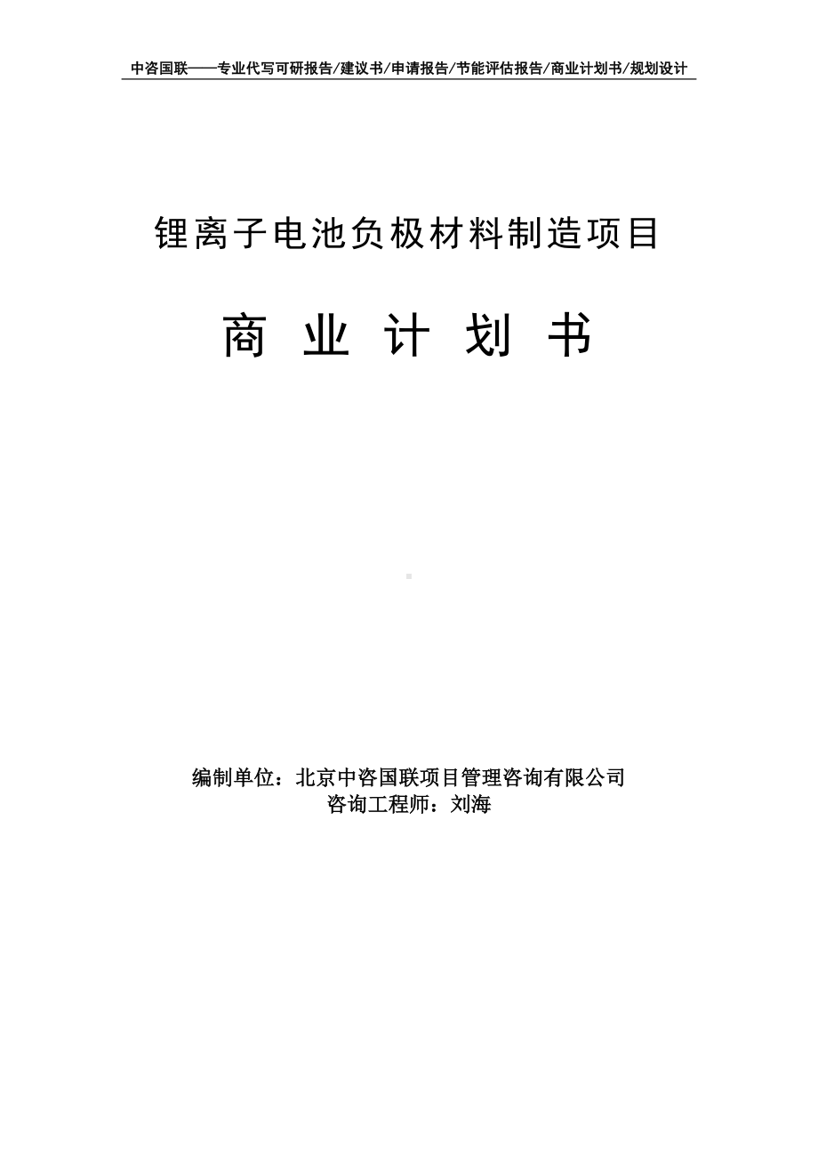 锂离子电池负极材料制造项目商业计划书写作模板-融资招商.doc_第1页