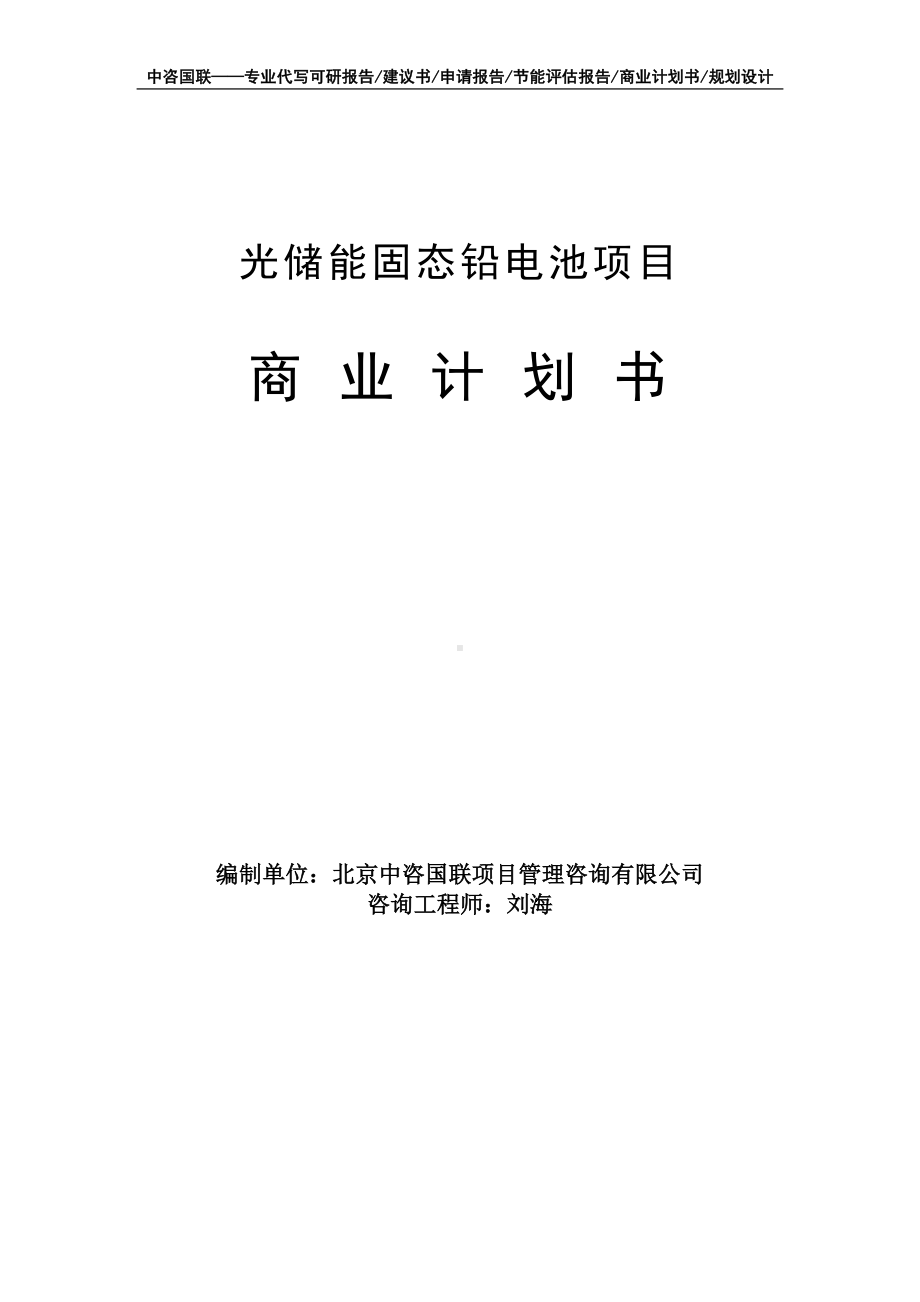 光储能固态铅电池项目商业计划书写作模板-融资招商.doc_第1页