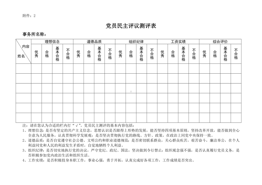 党员民主评议测评表参考模板范本.doc_第1页