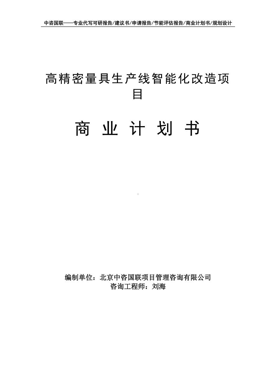 高精密量具生产线智能化改造项目商业计划书写作模板-融资招商.doc_第1页