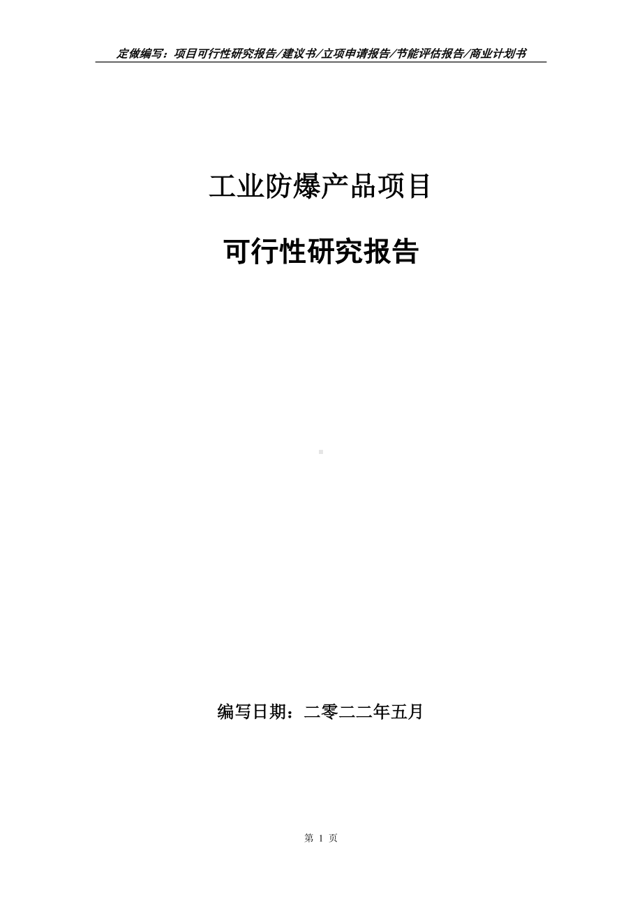 工业防爆产品项目可行性报告（写作模板）.doc_第1页