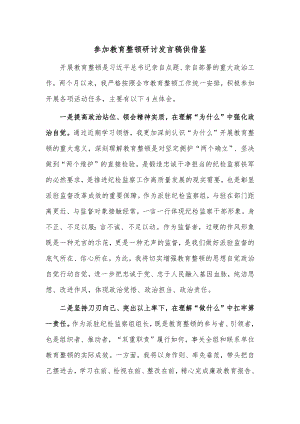 参加教育整顿研讨发言稿供借鉴.docx