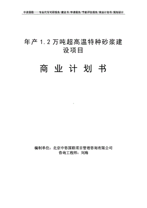 年产1.2万吨超高温特种砂浆建设项目商业计划书写作模板-融资招商.doc