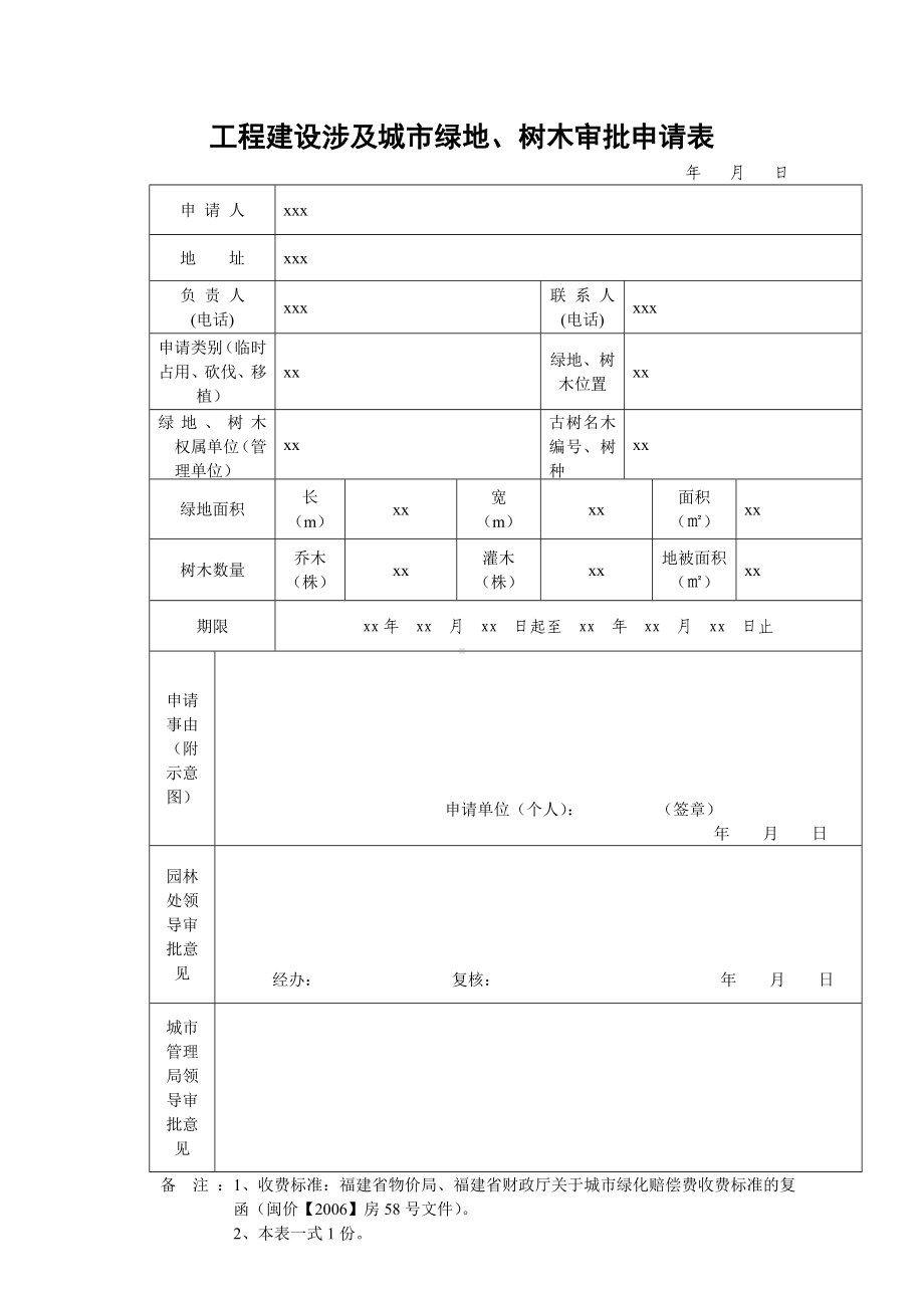 工程建设涉及城市绿地、树木审批申请表参考模板范本.doc_第2页