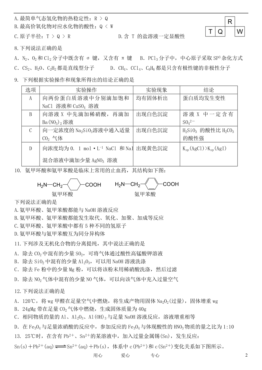 四川省成都市2013届高三化学零诊模拟考试试题.doc_第2页