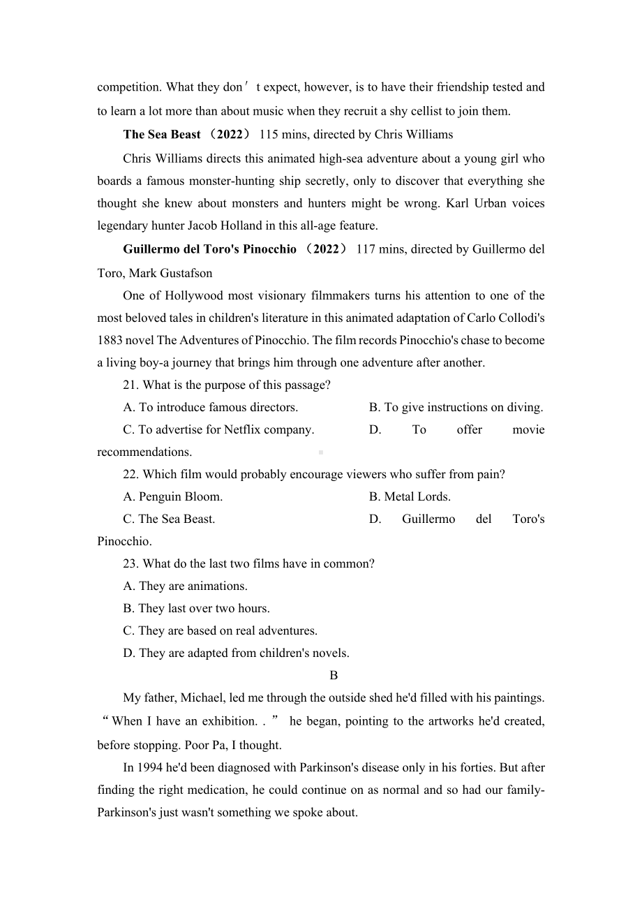 广东省韶关市2023届高三下学期二模英语试卷+答案.docx_第2页