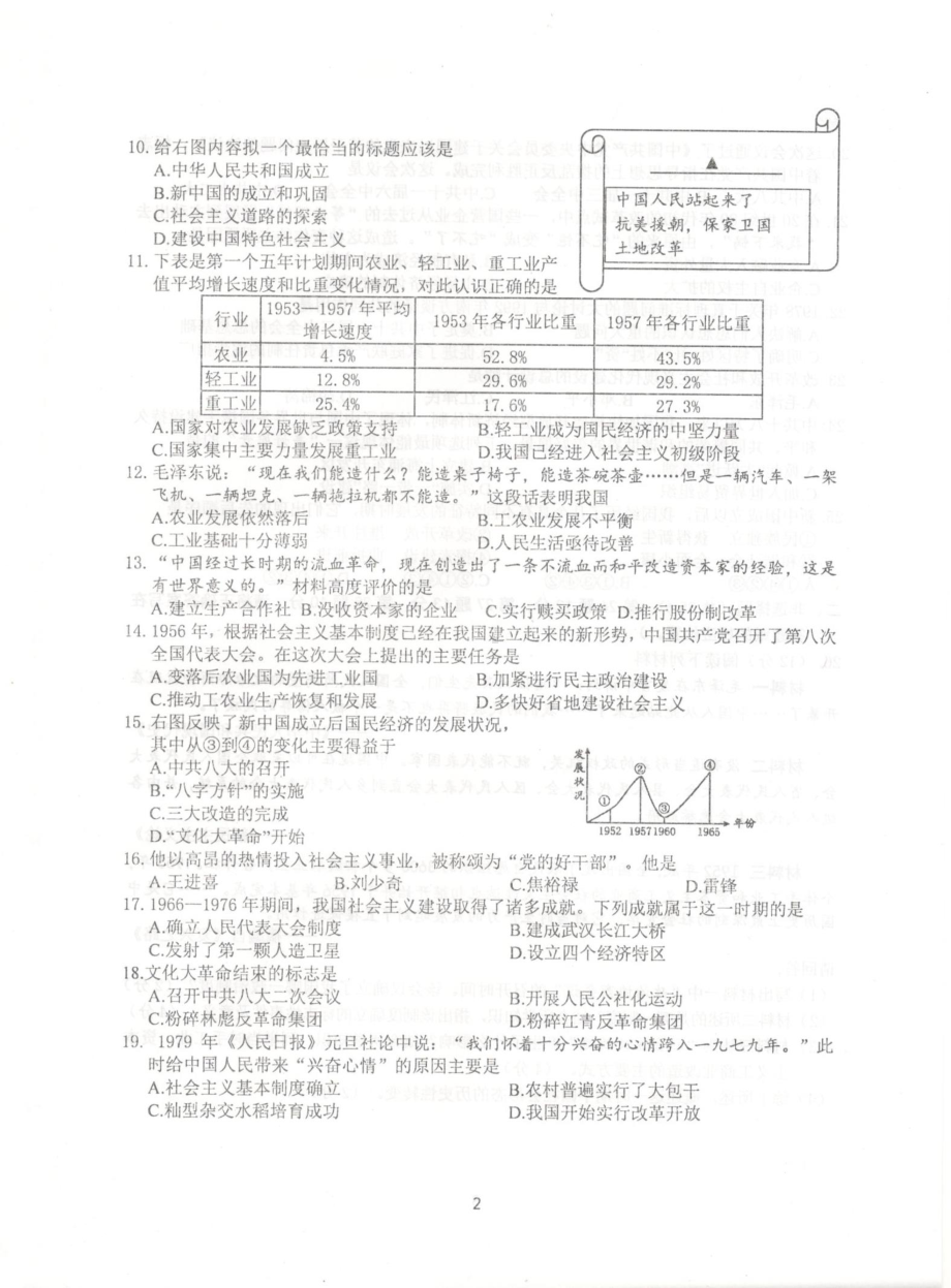 江苏省南京市联合体2022-2023八年级初二下学期历史期中试卷.pdf_第2页