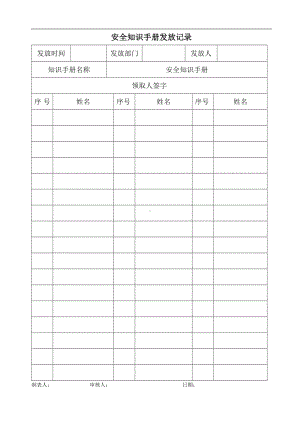 公司安全知识手册发放记录参考模板范本.doc