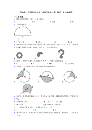 (压轴题)小学数学六年级上册第五单元《圆》测试(有答案解析).doc