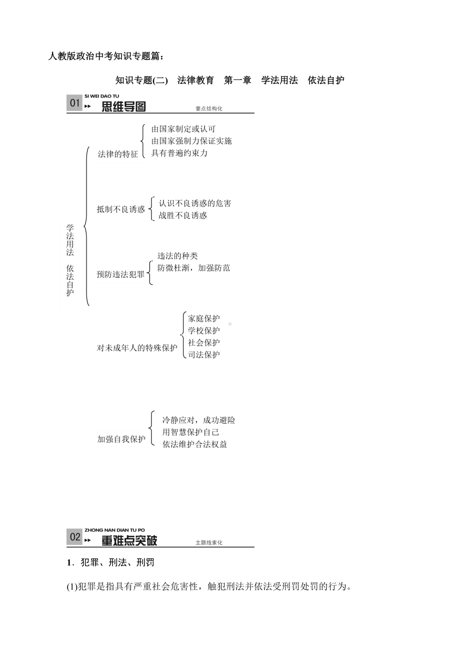 (名师整理)最新道德与法治中考专题复习《法律教育：第一章-学法用法依法自护》考点梳理.doc_第1页