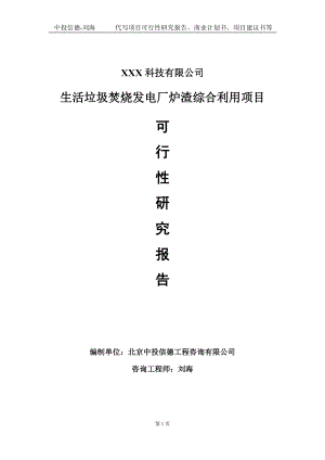 生活垃圾焚烧发电厂炉渣综合利用项目可行性研究报告写作模板定制代写.doc