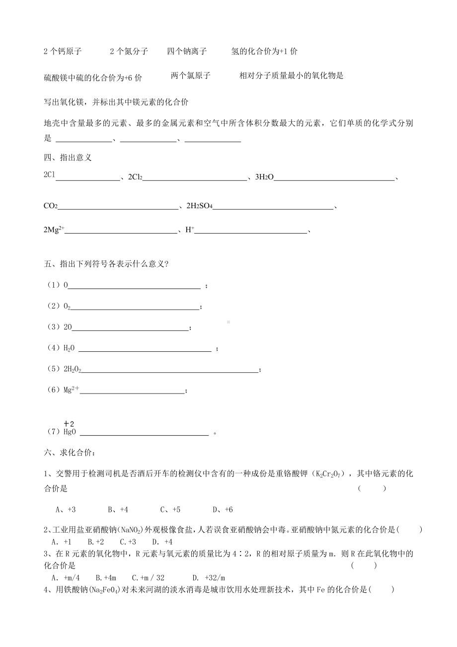 (完整)初三化学用语专项练习.doc_第2页