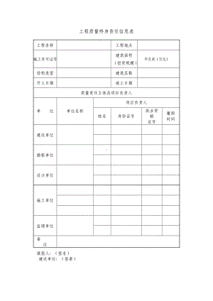 工程质量终身责任信息表参考模板范本.doc