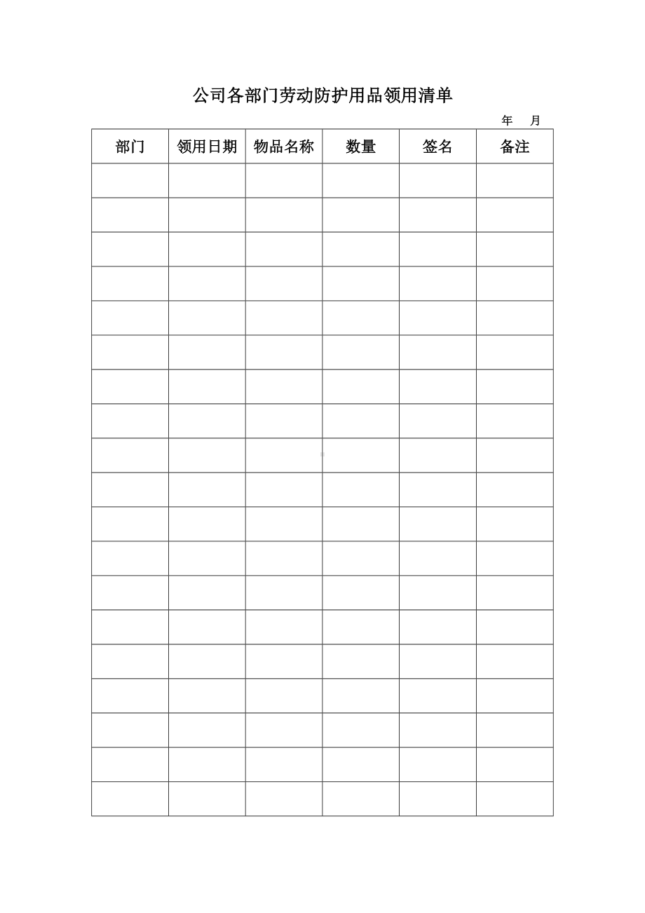 公司各部门劳动防护用品领用清单参考模板范本.doc_第1页