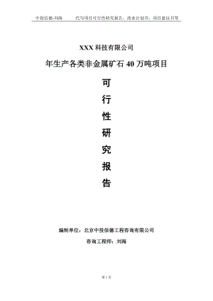 年生产各类非金属矿石40万吨项目可行性研究报告写作模板定制代写.doc